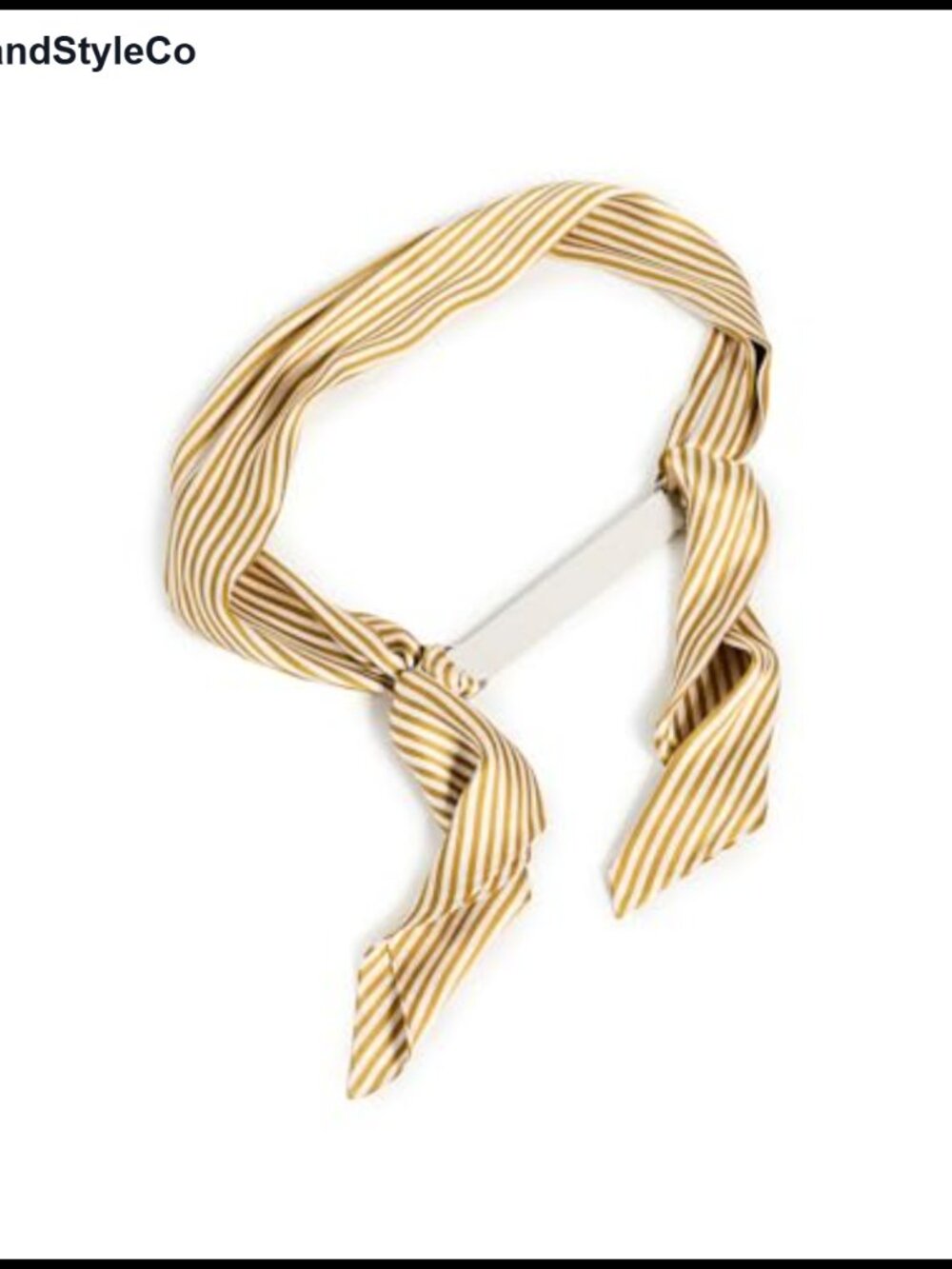 Satin Scarf Belt with Leather Buckle and Stripe Pattern